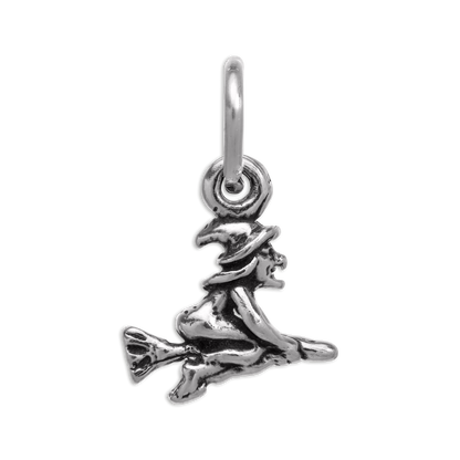 Small Sterling Silver Witch on a Broom Charm