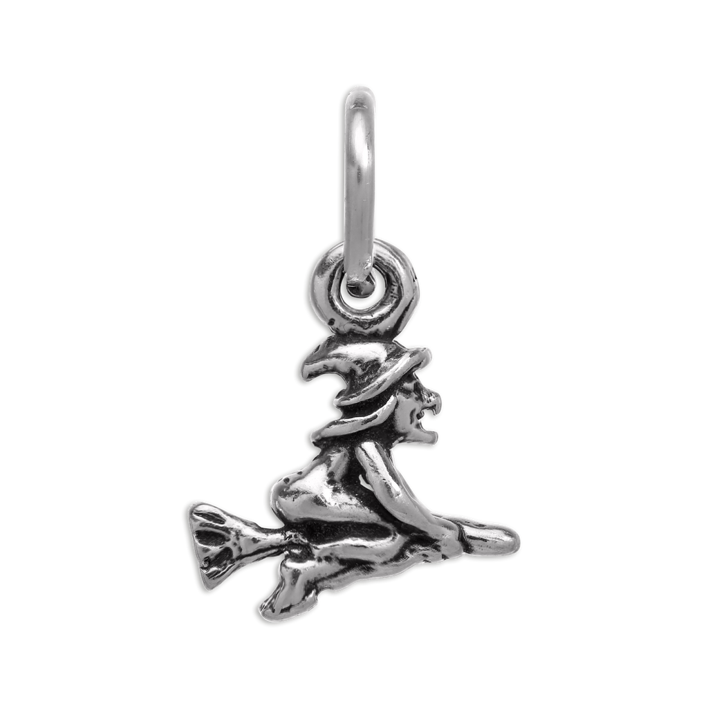 Small Sterling Silver Witch on a Broom Charm