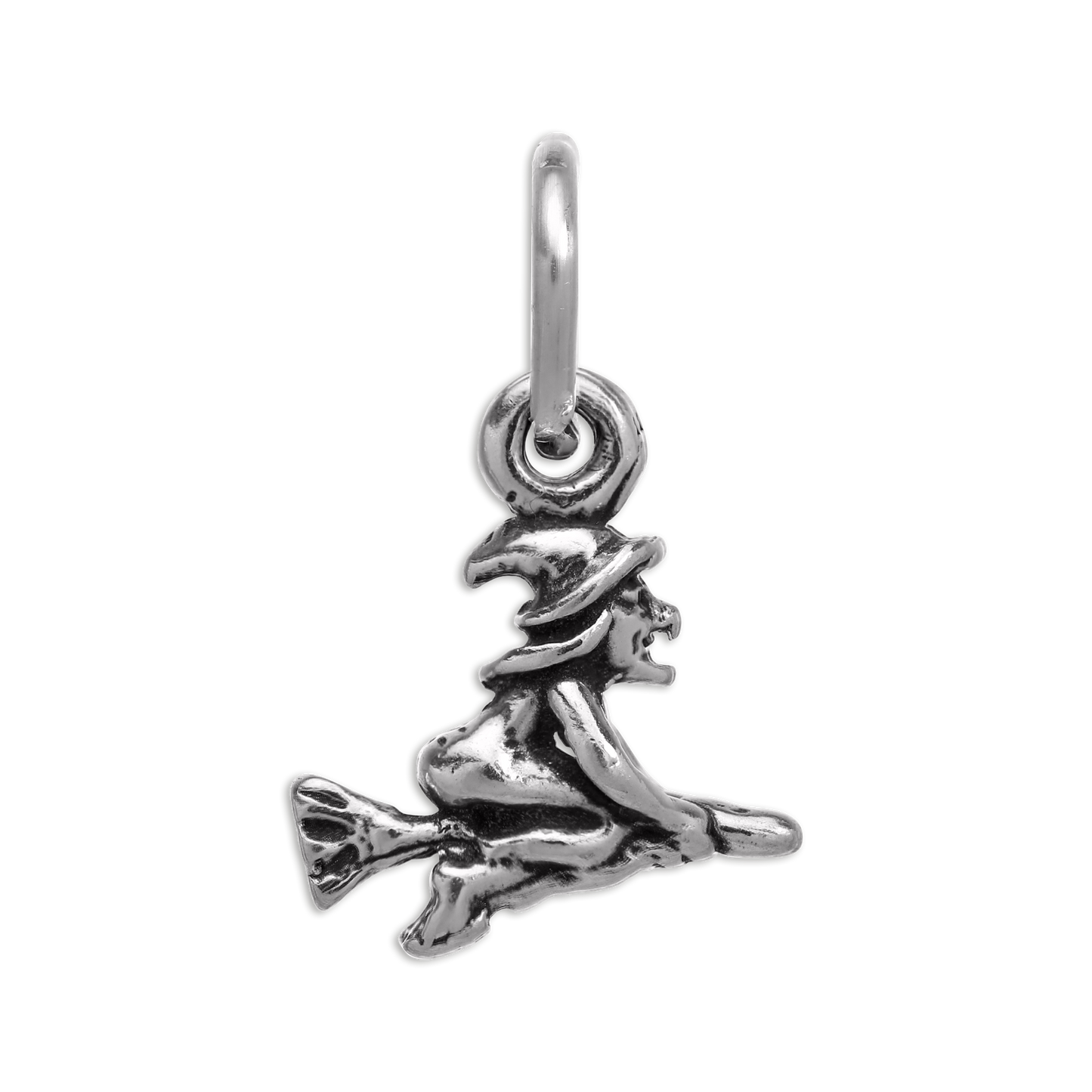 Small Sterling Silver Witch on a Broom Charm