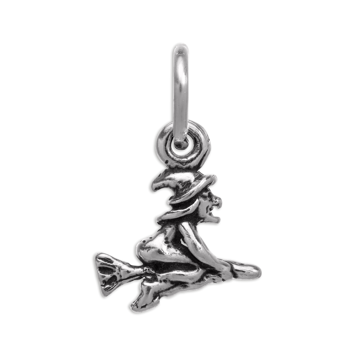 Small Sterling Silver Witch on a Broom Charm