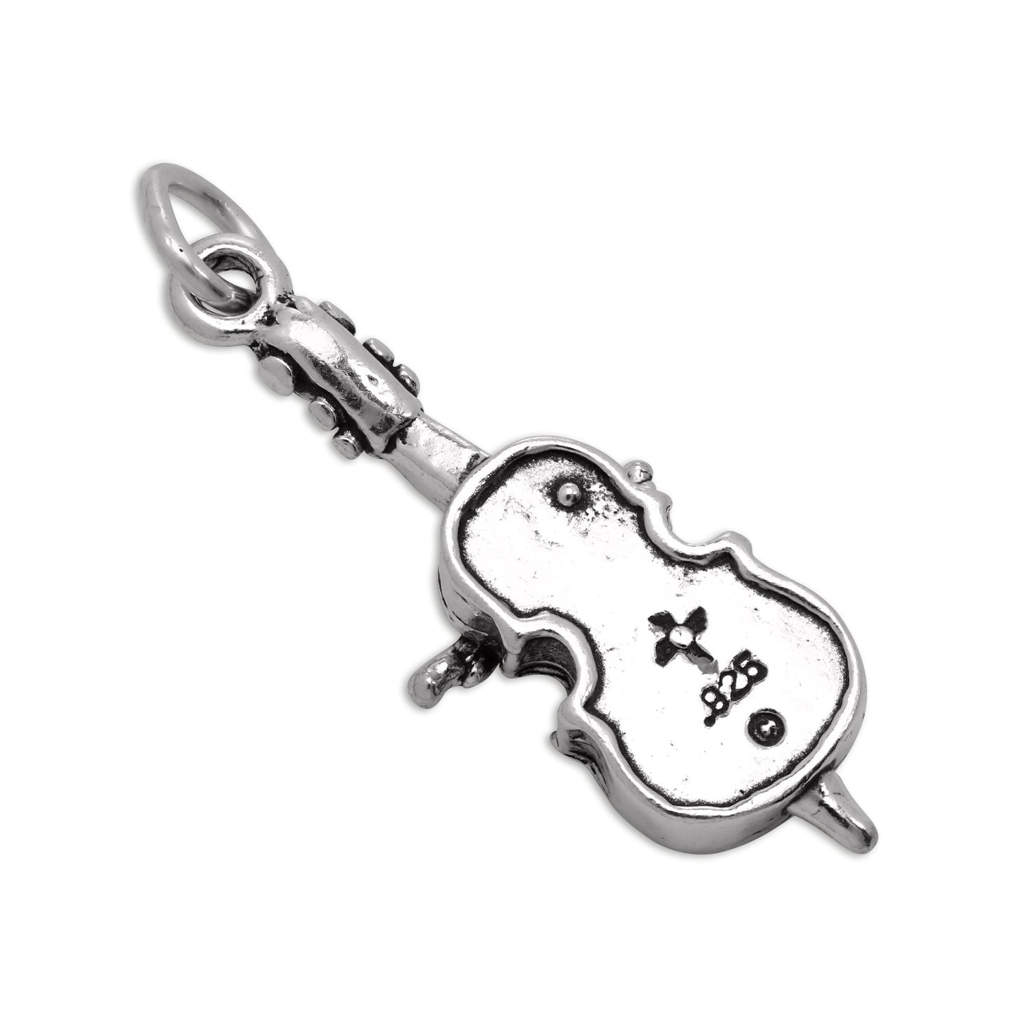 Sterling Silver 3D Cello & Bow Charm