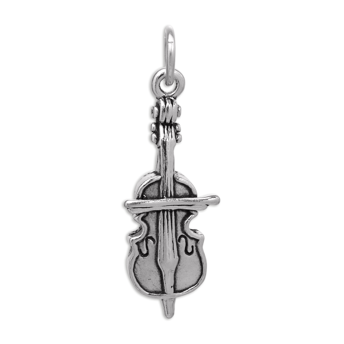 Sterling Silver 3D Cello & Bow Charm