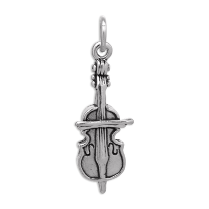 Sterling Silver 3D Cello & Bow Charm
