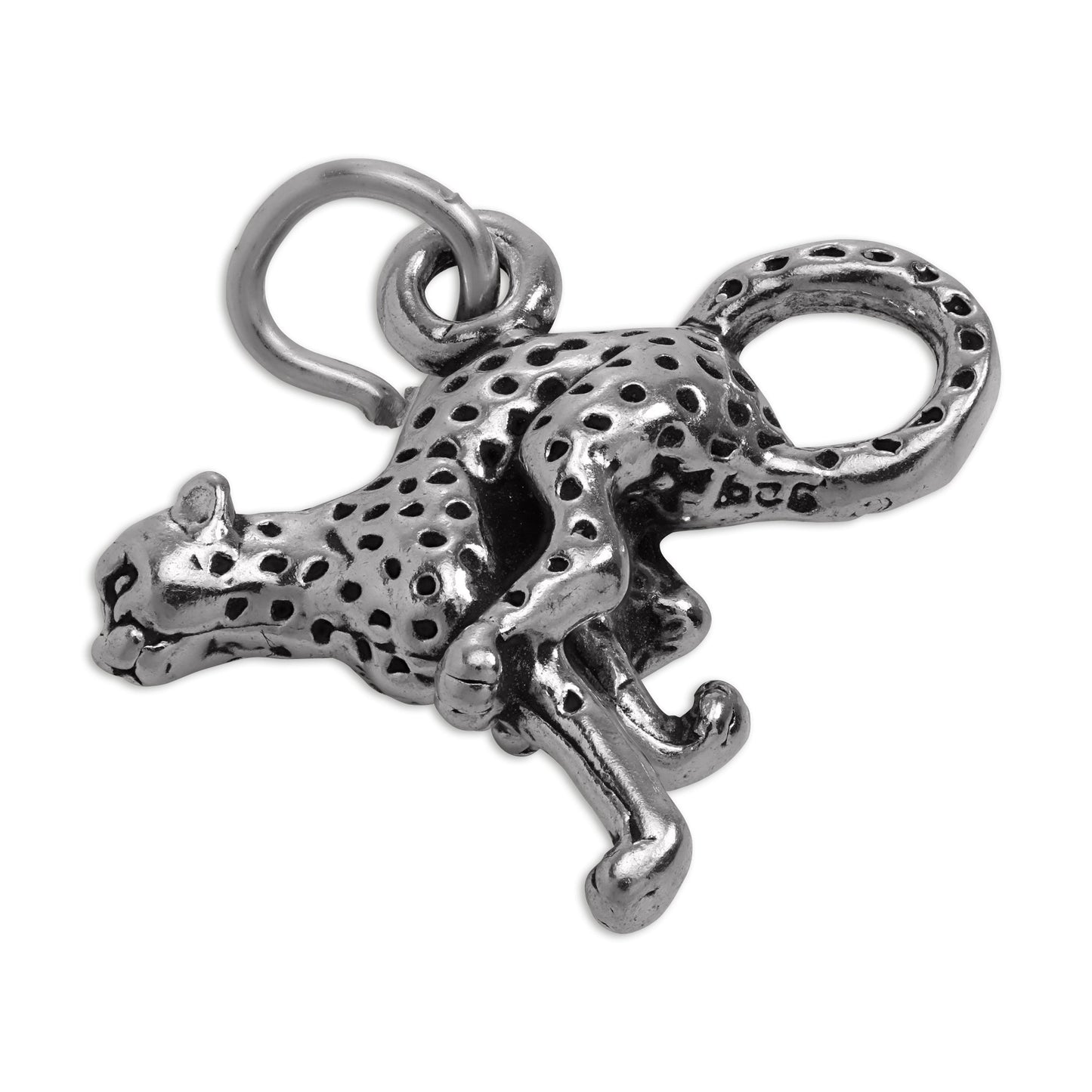 Sterling Silver 3D Running Cheetah Charm