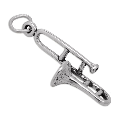 Sterling Silver 3D Trombone Charm