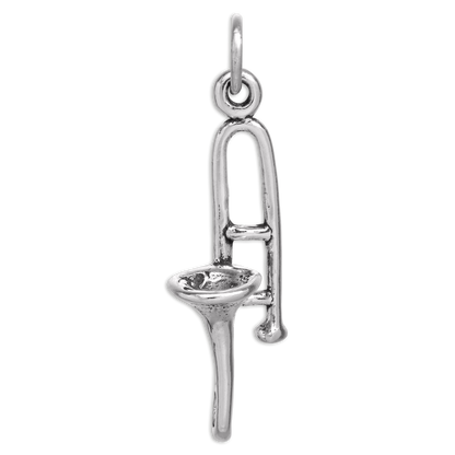 Sterling Silver 3D Trombone Charm