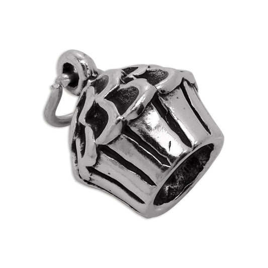 Sterling Silver 3D Hollow Cupcake Charm