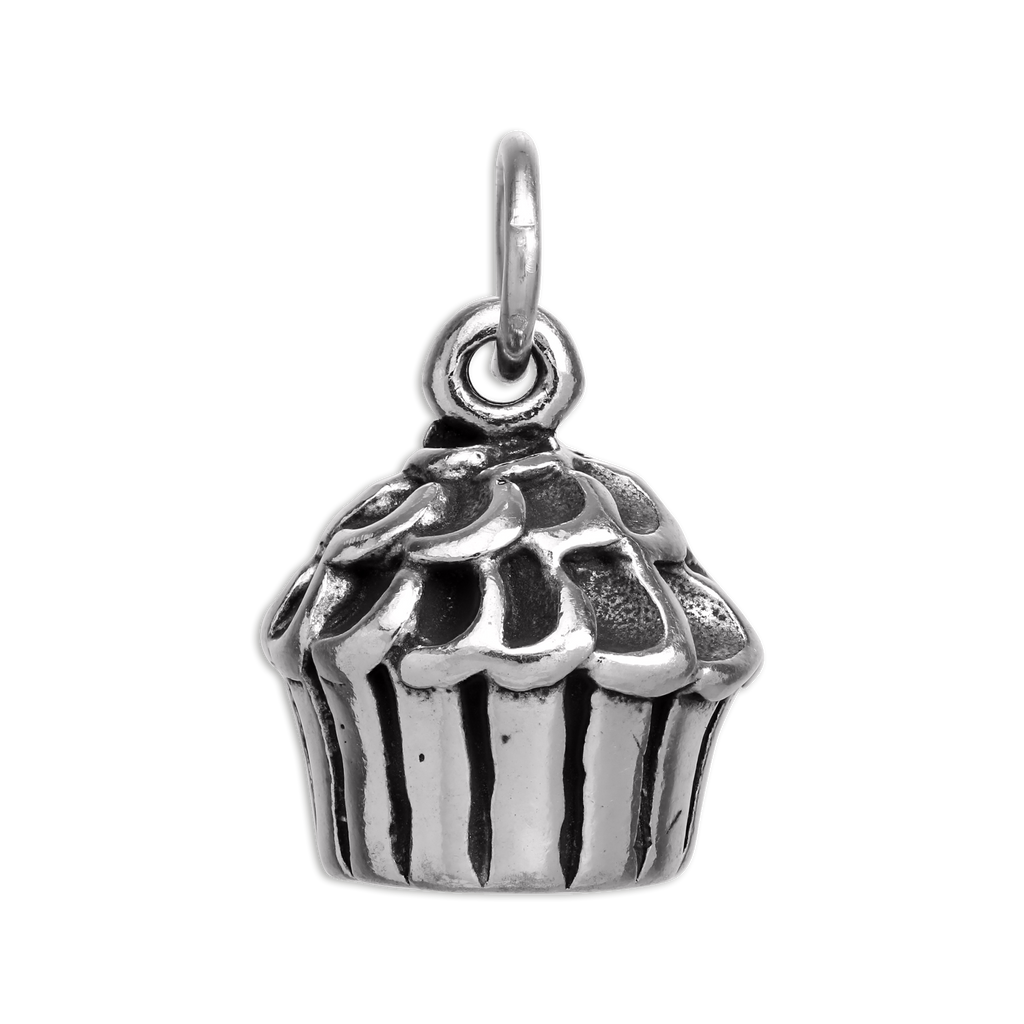Sterling Silver 3D Hollow Cupcake Charm