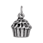 Sterling Silver 3D Hollow Cupcake Charm