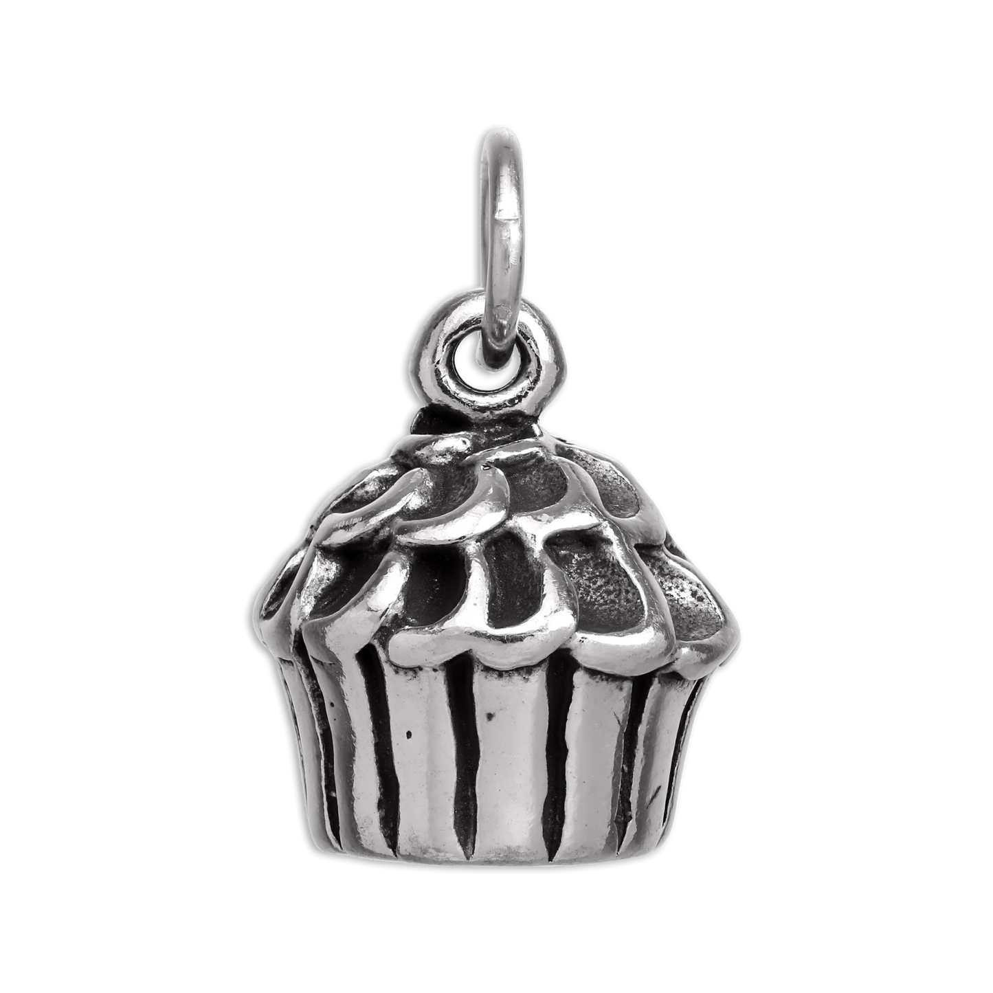 Sterling Silver 3D Hollow Cupcake Charm