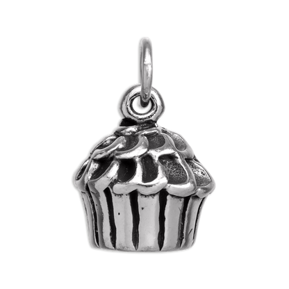 Sterling Silver 3D Hollow Cupcake Charm