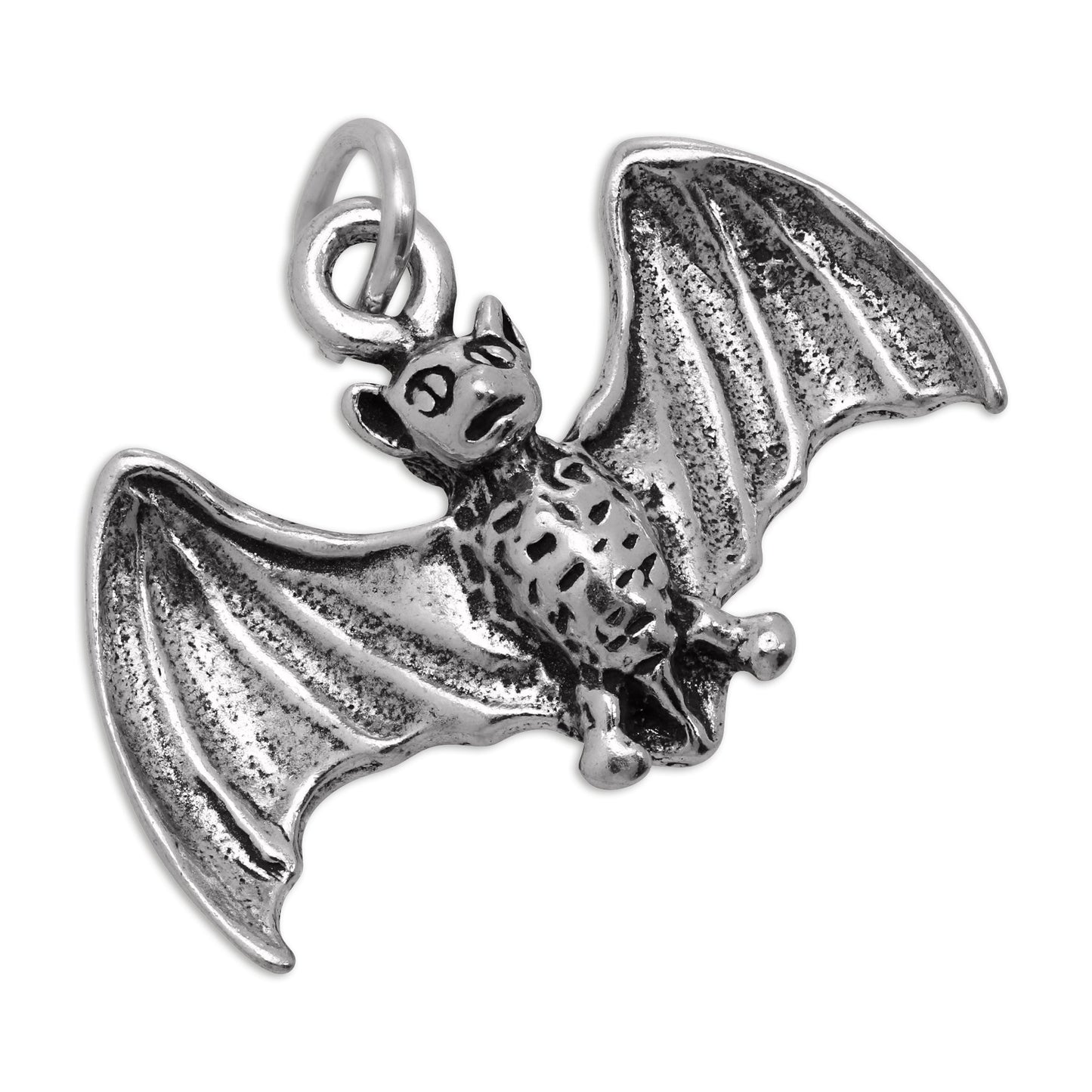 Sterling Silver 3D Flying Bat Charm