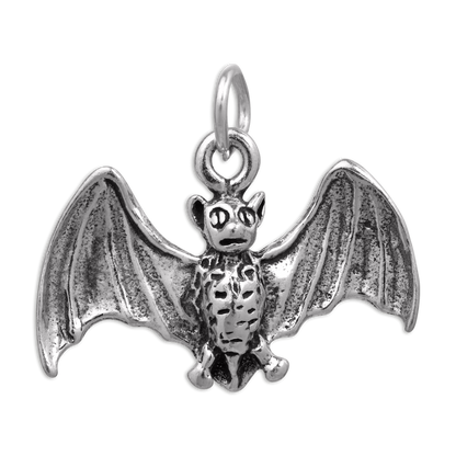 Sterling Silver 3D Flying Bat Charm