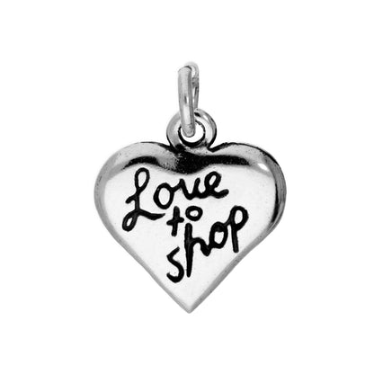 Sterling Silver Love To Shop Heart Charm
