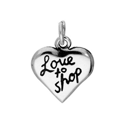 Sterling Silver Love To Shop Heart Charm