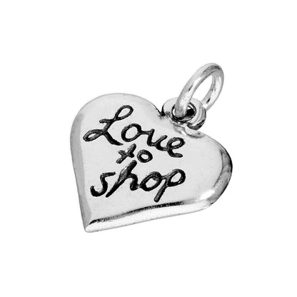 Sterling Silver Love To Shop Heart Charm
