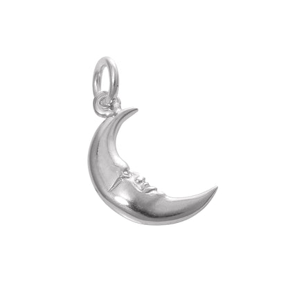 Sterling Silver Crescent Moon with Face Charm