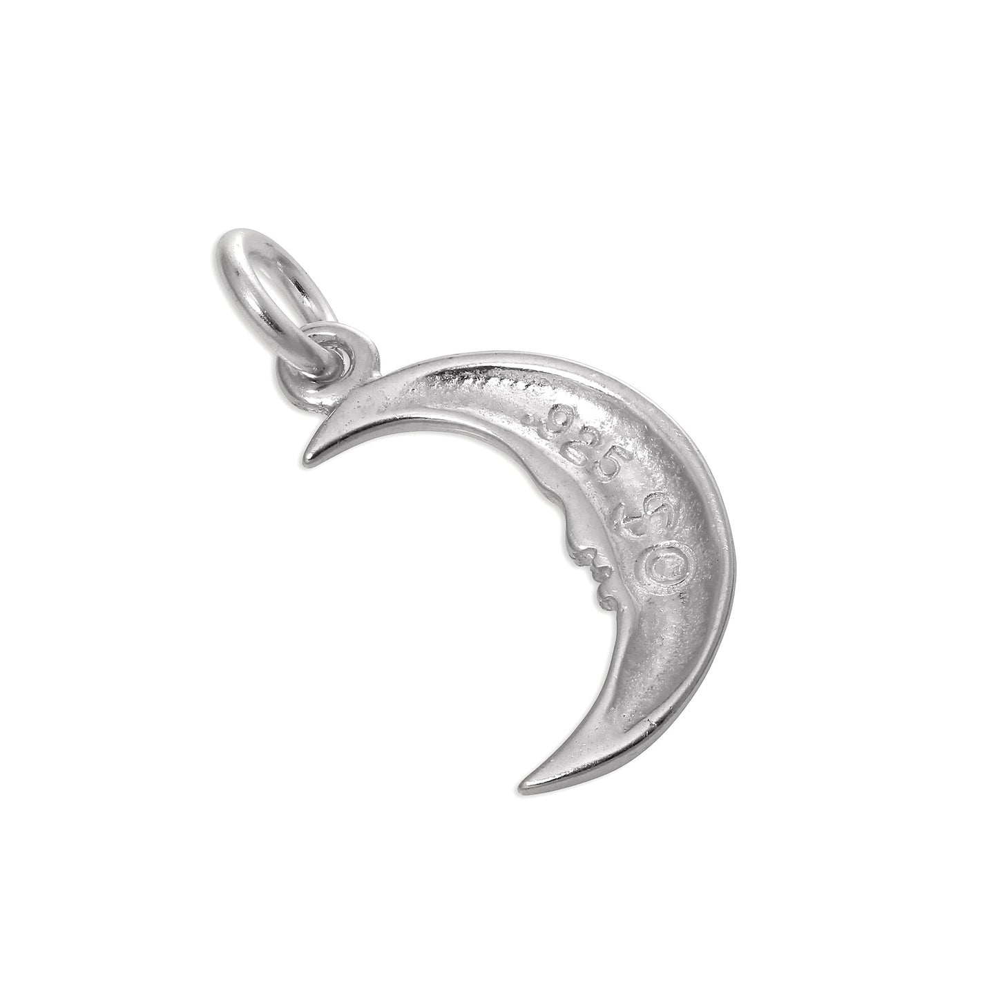 Sterling Silver Crescent Moon with Face Charm