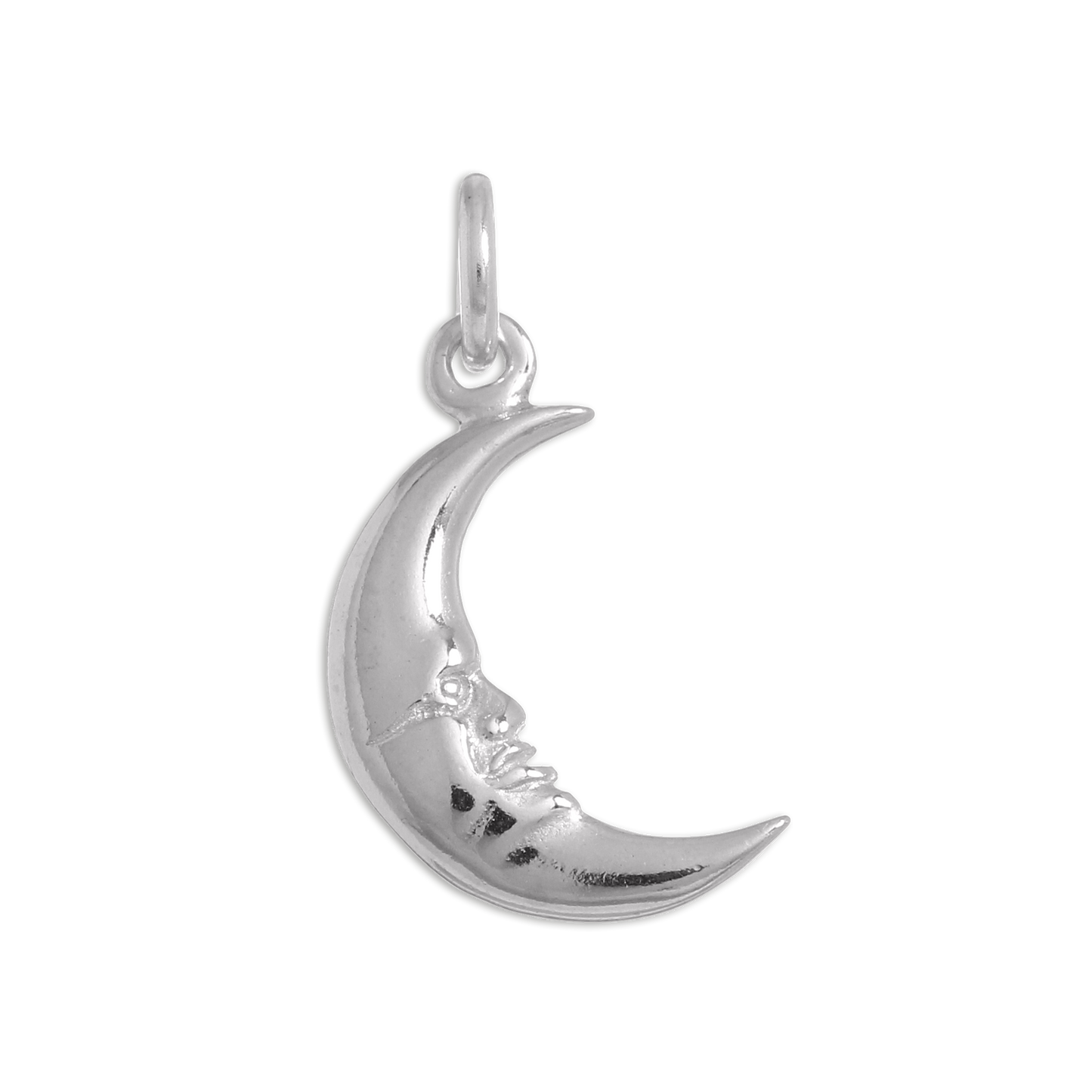 Sterling Silver Crescent Moon with Face Charm