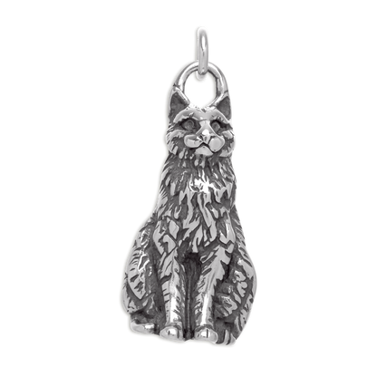 Sterling Silver Sitting Cat Charm