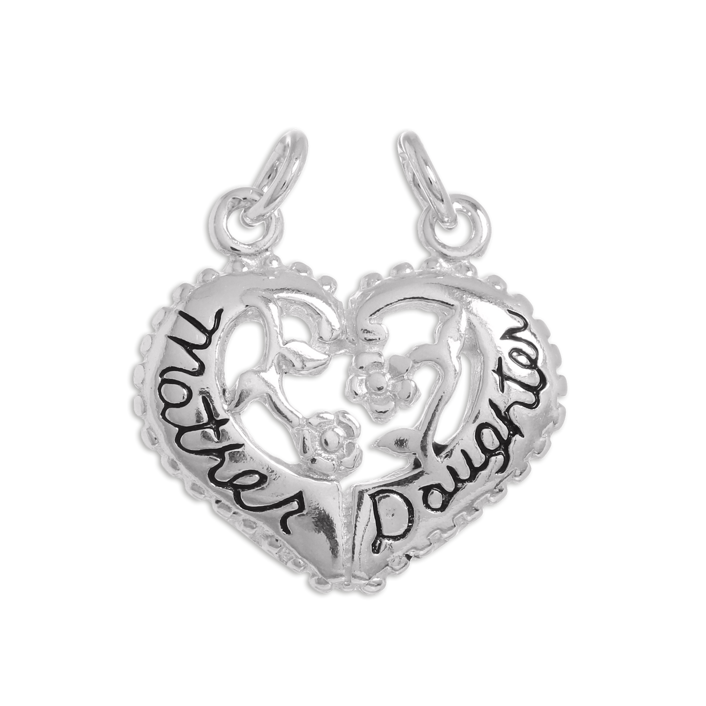 Sterling Silver Mother & Daughter Heart Charms