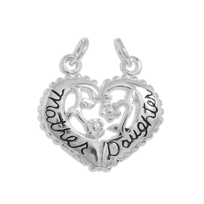 Sterling Silver Mother & Daughter Heart Charms