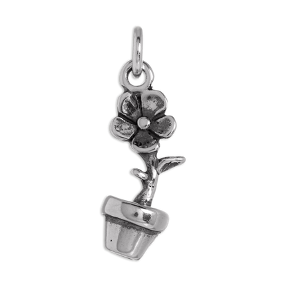 Sterling Silver Flower in a Pot Charm