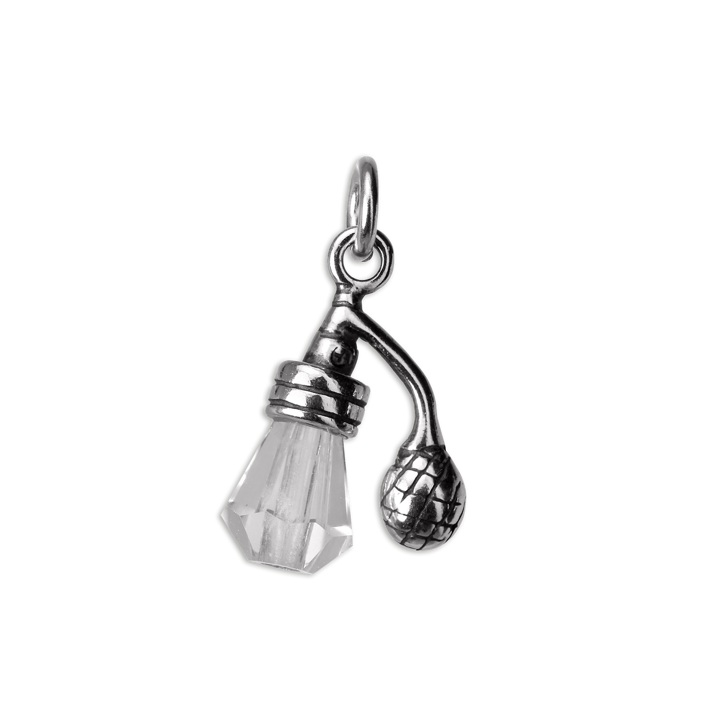 Sterling Silver & Clear CZ Crystal Perfume Bottle Charm