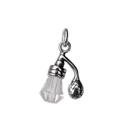 Sterling Silver & Clear CZ Crystal Perfume Bottle Charm