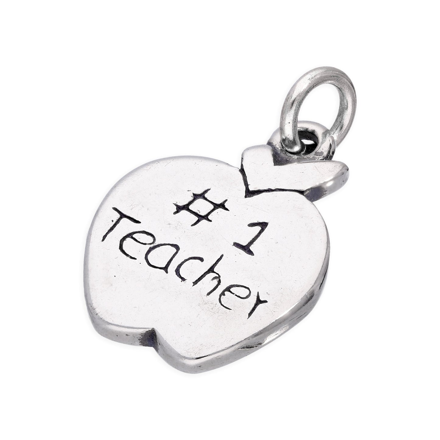 Sterling Silver Number 1 Teacher Apple Charm