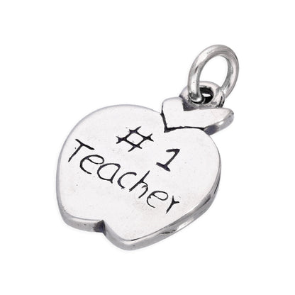 Sterling Silver Number 1 Teacher Apple Charm
