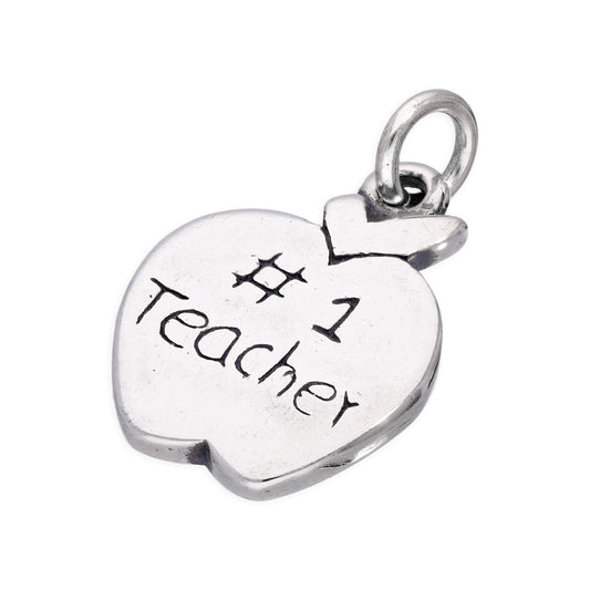 Sterling Silver Number 1 Teacher Apple Charm