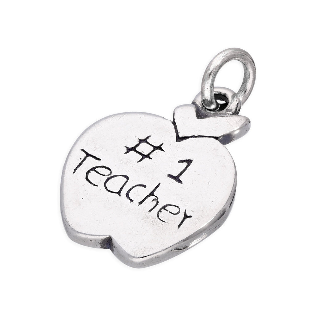 Sterling Silver Number 1 Teacher Apple Charm