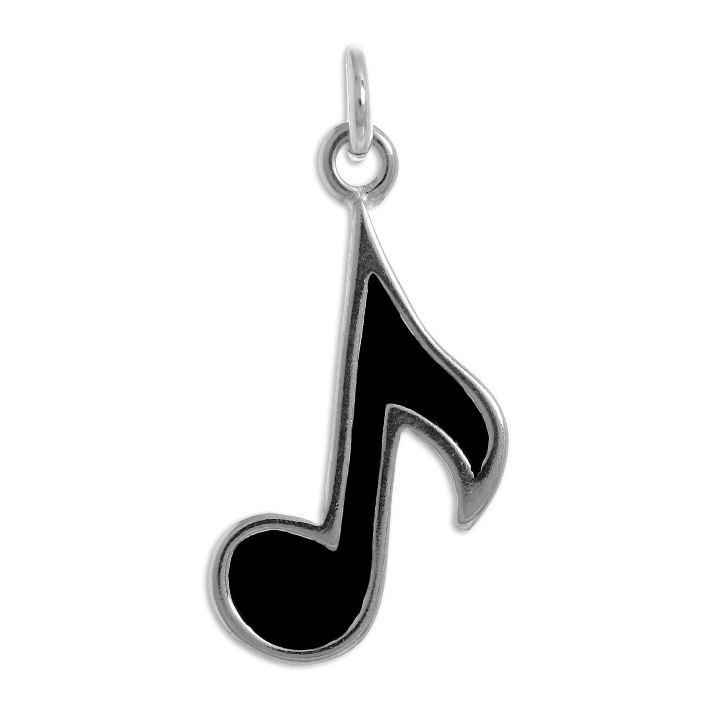 Sterling Silver & Black Enamel Music Note Charm