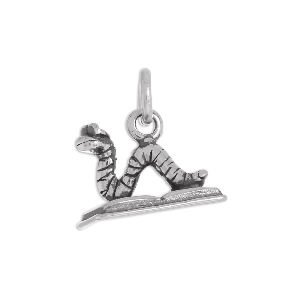 Sterling Silver Bookworm Charm