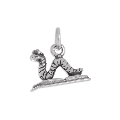Sterling Silver Bookworm Charm