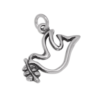 Sterling Silver Dove & Olive Branch Charm