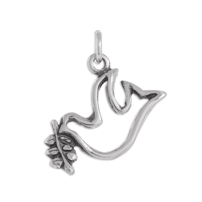 Sterling Silver Dove & Olive Branch Charm