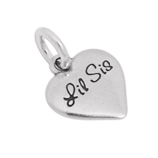 Sterling Silver Lil Sister Heart Charm