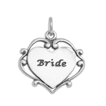 Sterling Silver Bride Heart Charm