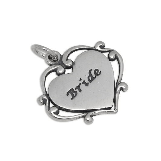 Sterling Silver Bride Heart Charm