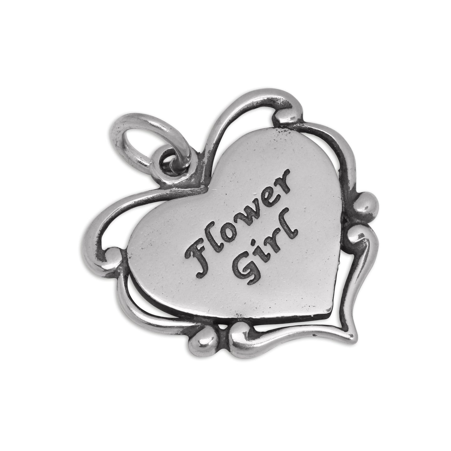 Sterling Silver Flower Girl Heart Charm