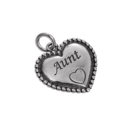 Sterling Silver Aunt Heart Charm