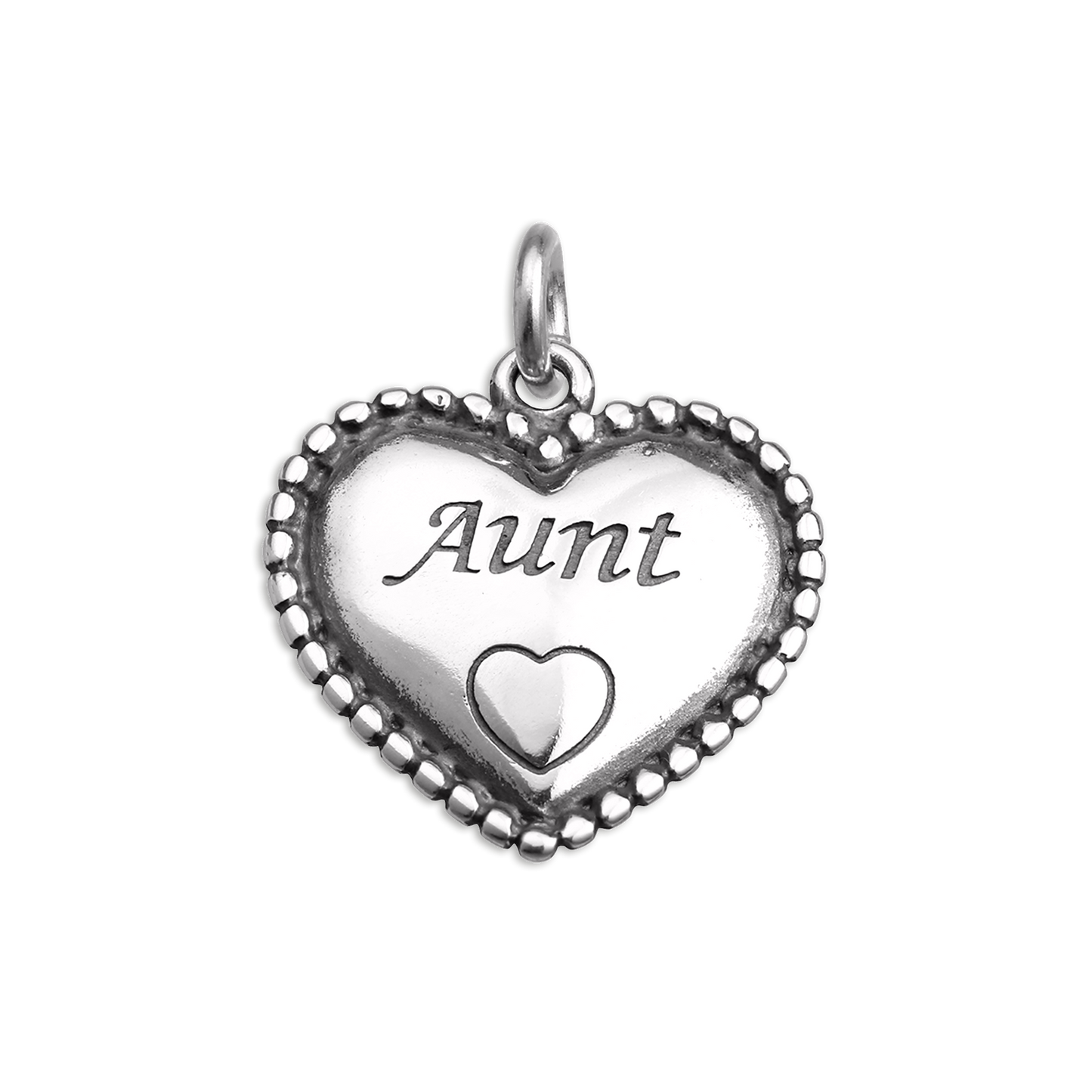Sterling Silver Aunt Heart Charm