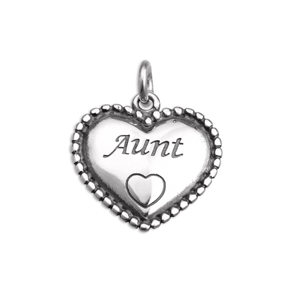 Sterling Silver Aunt Heart Charm