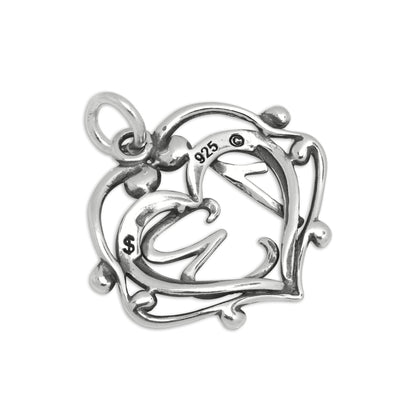 Sterling Silver Filgree Open Heart 13th Birthday Charm