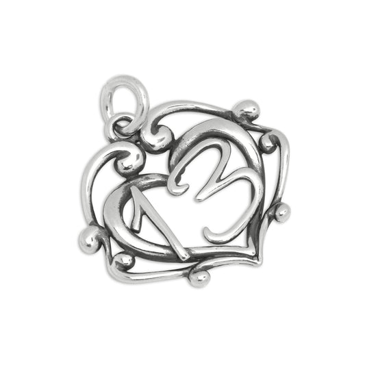 Sterling Silver Filgree Open Heart 13th Birthday Charm