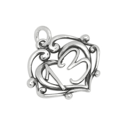 Sterling Silver Filgree Open Heart 13th Birthday Charm