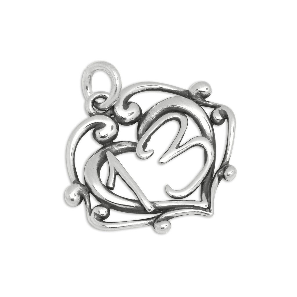 Sterling Silver Filgree Open Heart 13th Birthday Charm