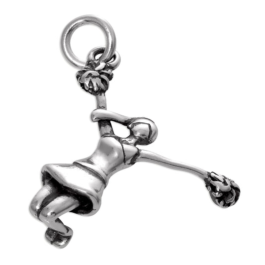 Sterling Silver Jumping Cheerleader Charm